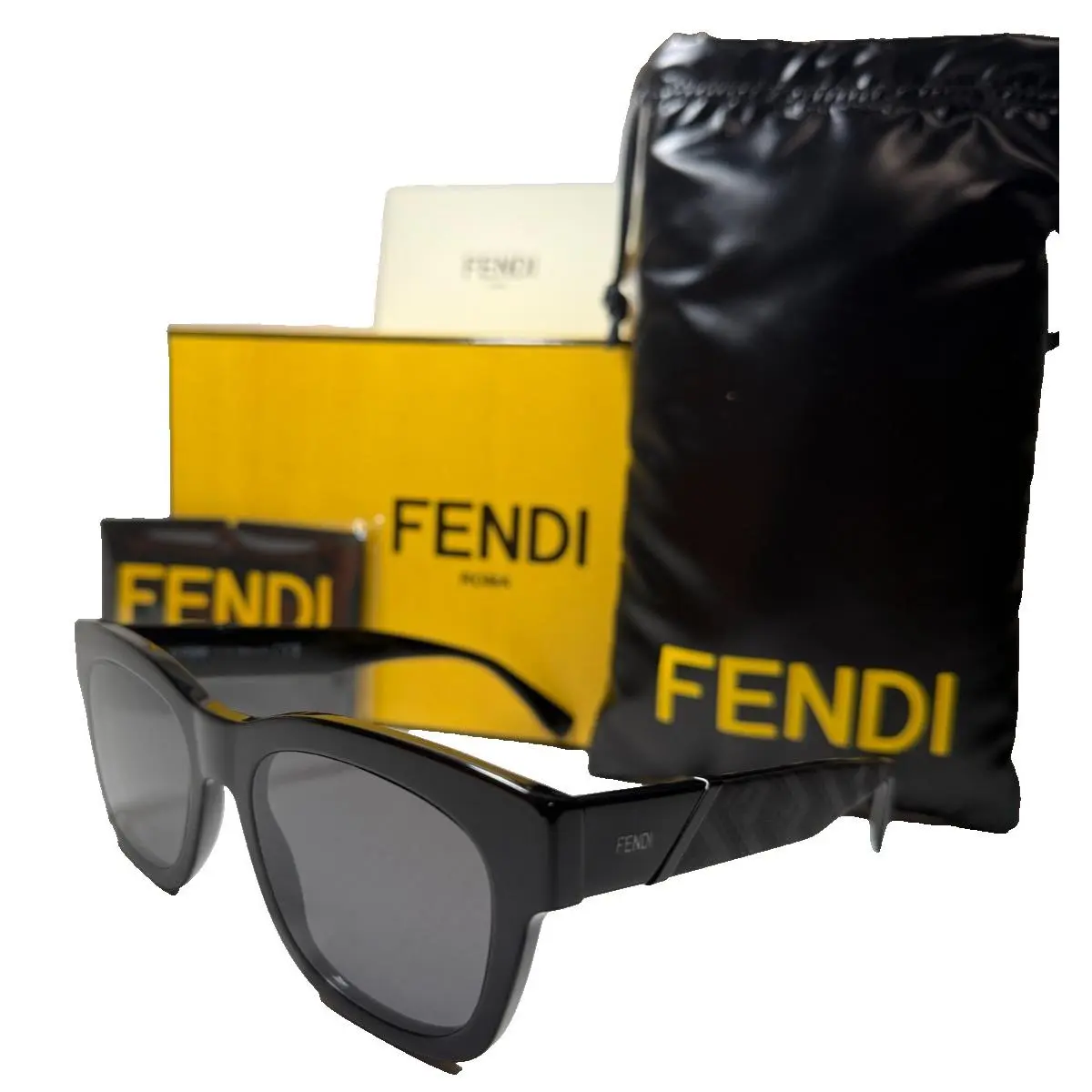Fendi Diagonal FE40132I 01A Shiny Black W/smoke Lens Sunglasses 52-19