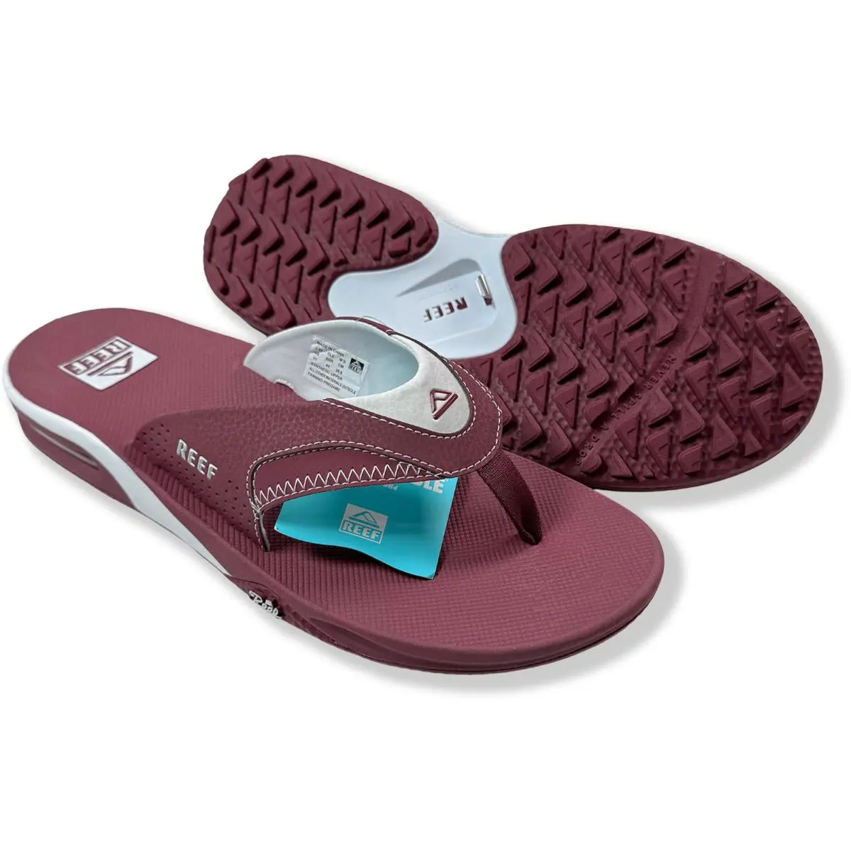 Fanning Pregame Sandals - Mens Size 10 Maroon / White - 48011-L7 by Reef