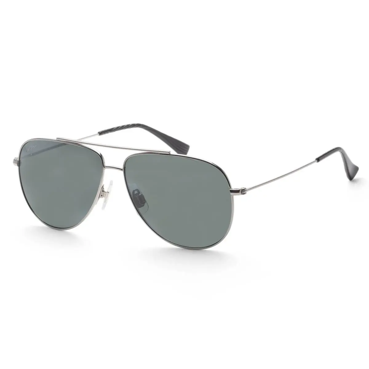 Maui Jim Men`s Hauoli 56mm Silver Polarized Sunglasses MJ0589S-001 - Frame: Silver, Lens: Grey, Other Frame: Silver