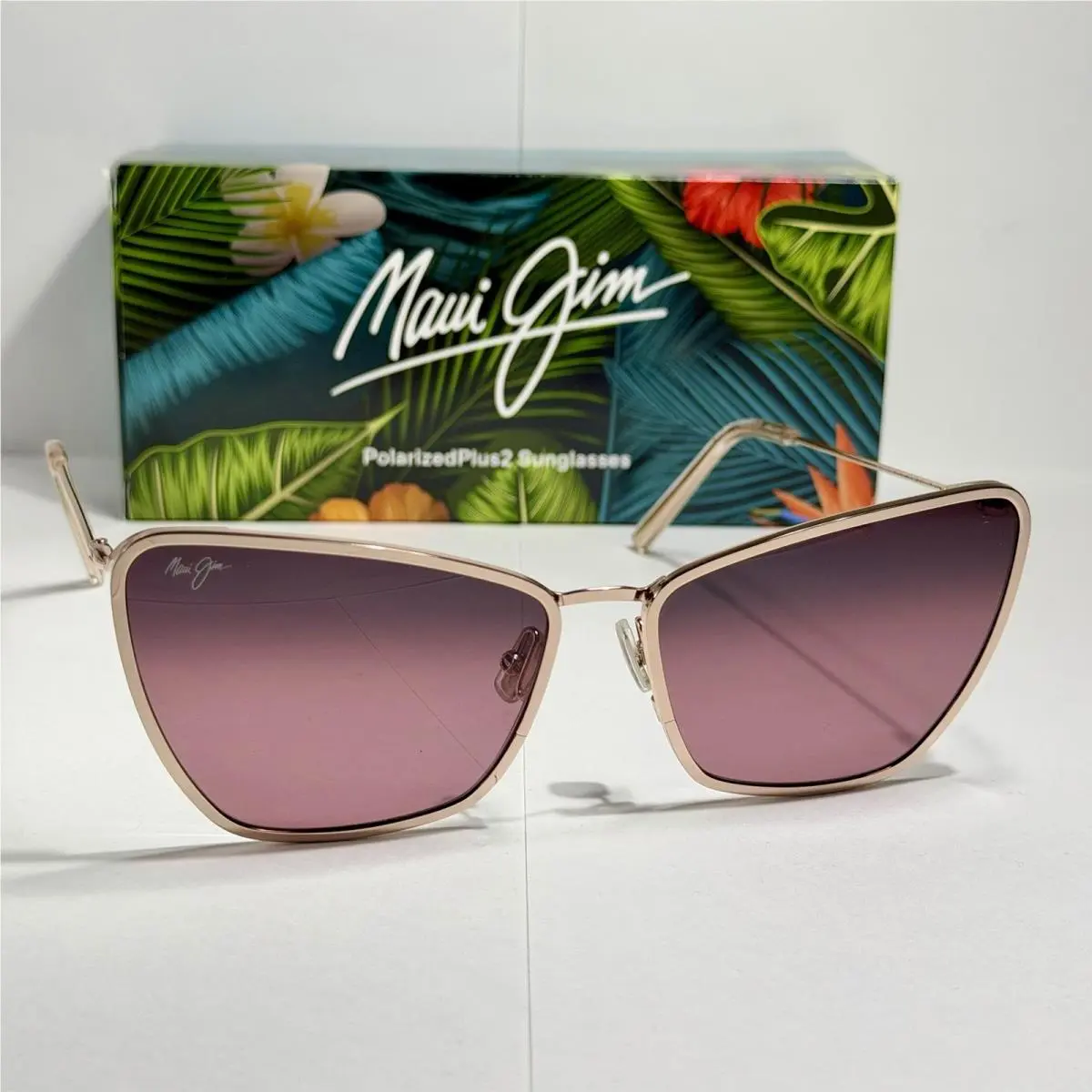 Maui Jim Puakenikeni MJ 823-38B Shiny Gold Maui Rose Polarized Metal Sunglasses