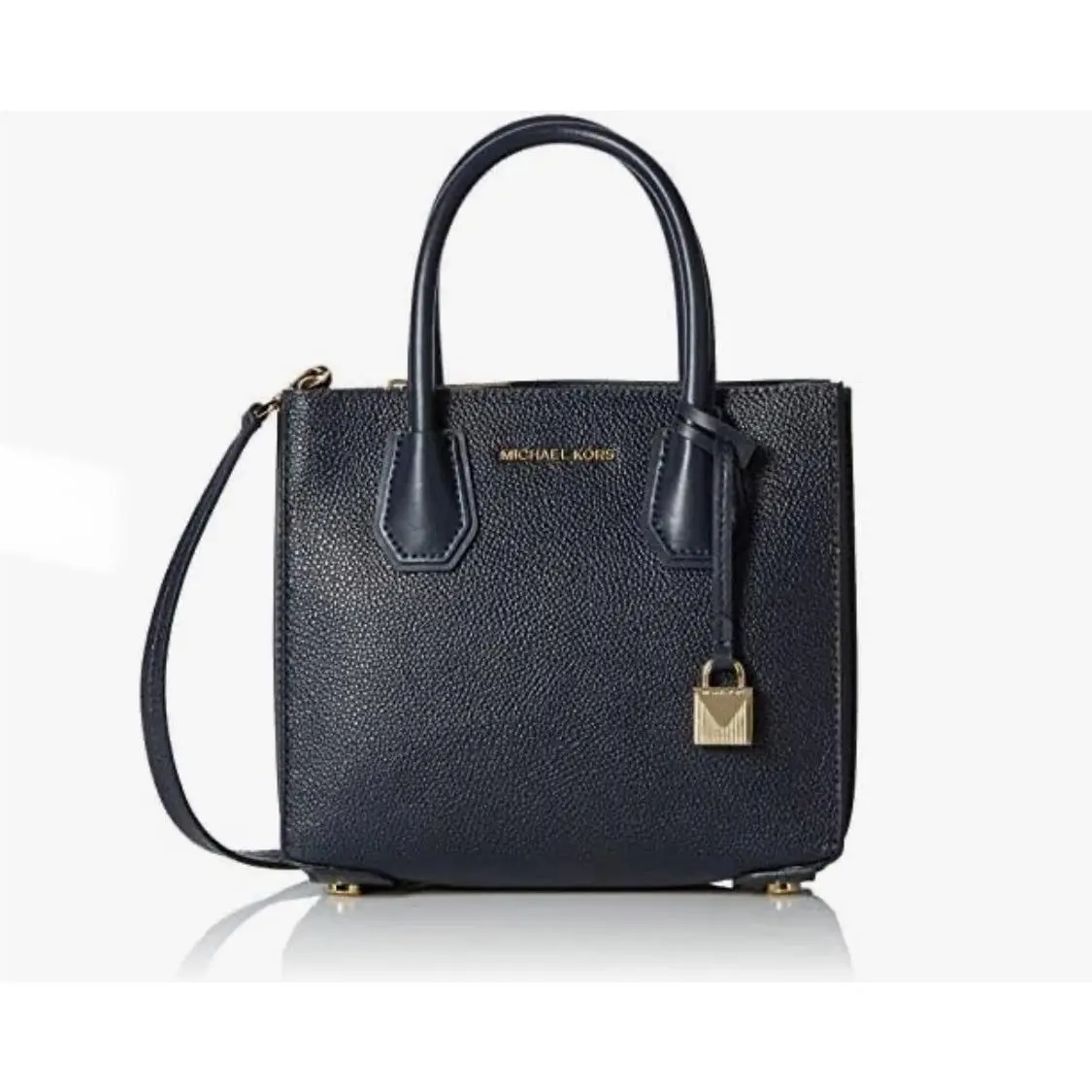 Michael Kors Mercer Medium Pebbled Leather Accordion Crossbody Navy 30F8GM9M2T