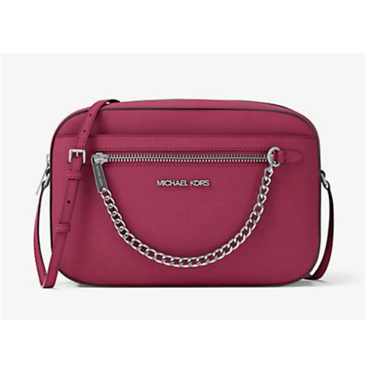 Michael Kors Jet Set Large Saffiano Leather Crossbody Bag Dark Raspberry 35T1S