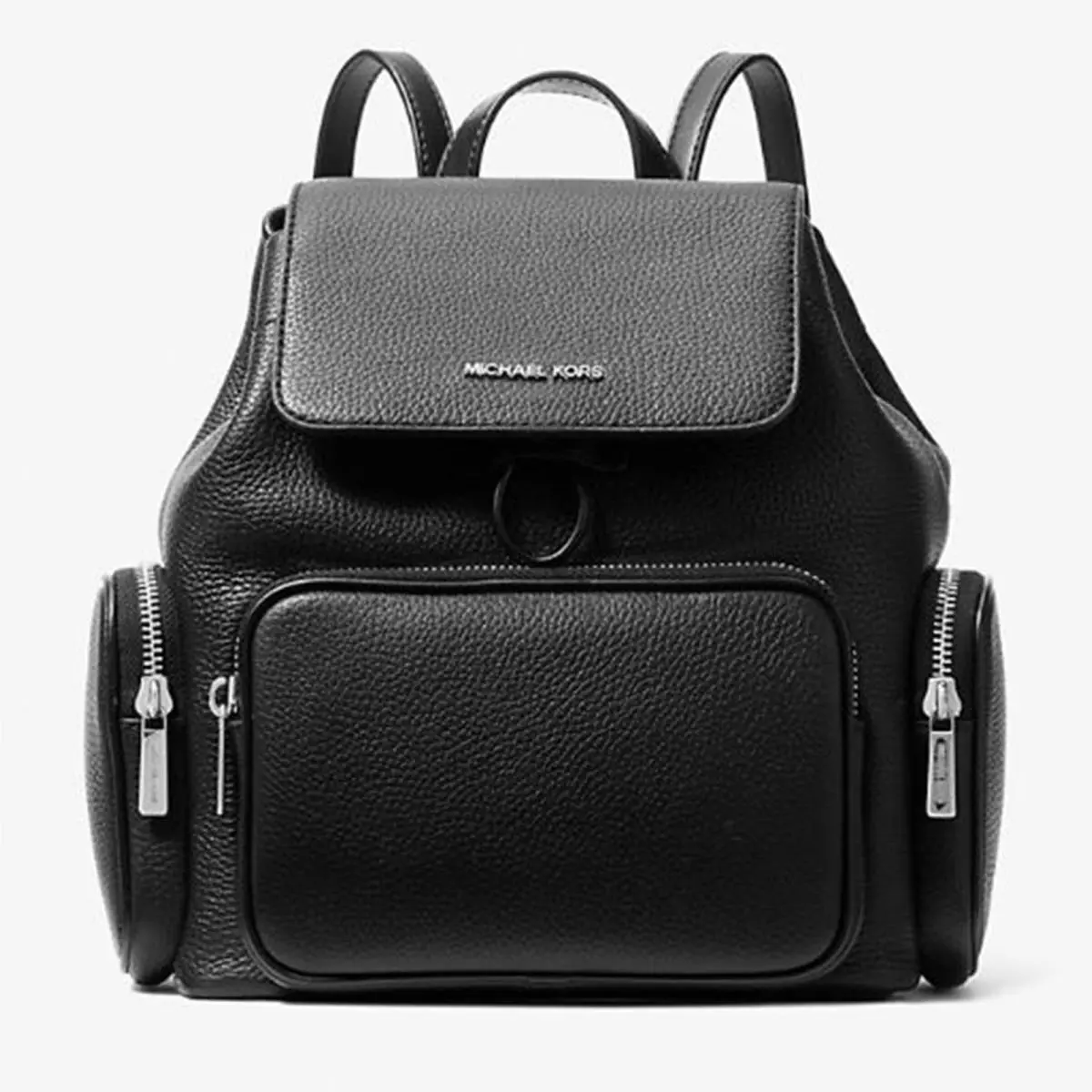 Michael Kors Outlet Merritt Small Pebbled Leather Cargo Backpack Black 35S6S0W