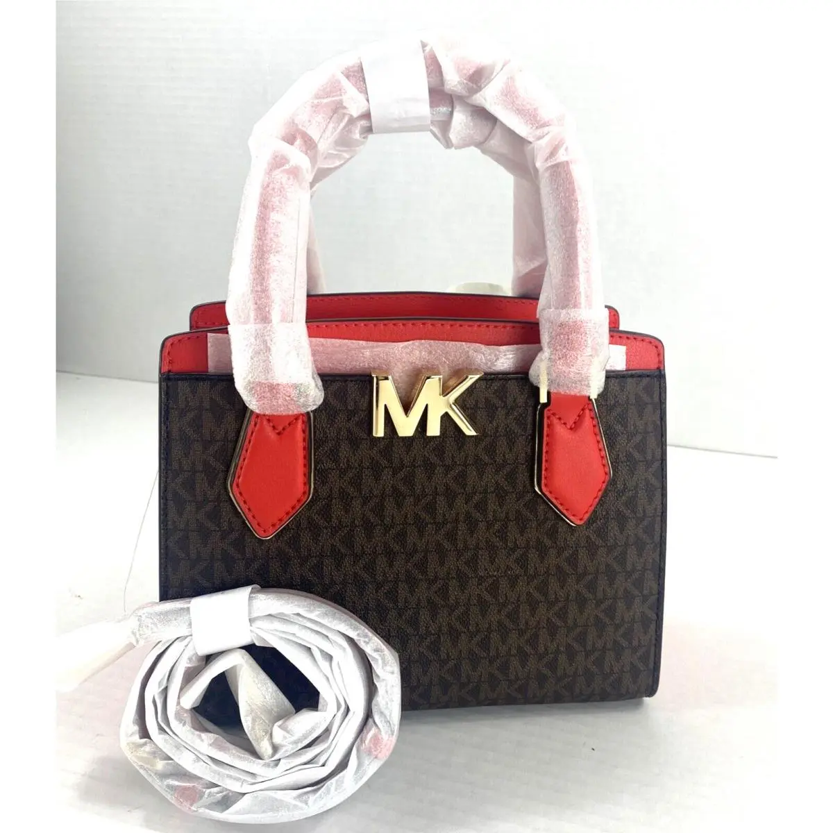 Michael Kors Mott Bag Messenger Bag Coral Reef Brown Signature B2Z