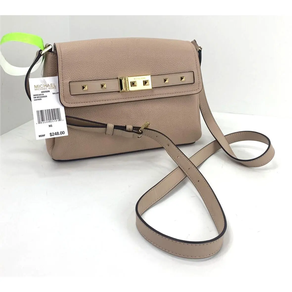 Michael Kors Crossbody Bag Messenger Addison Ballet Pink Leather B3G