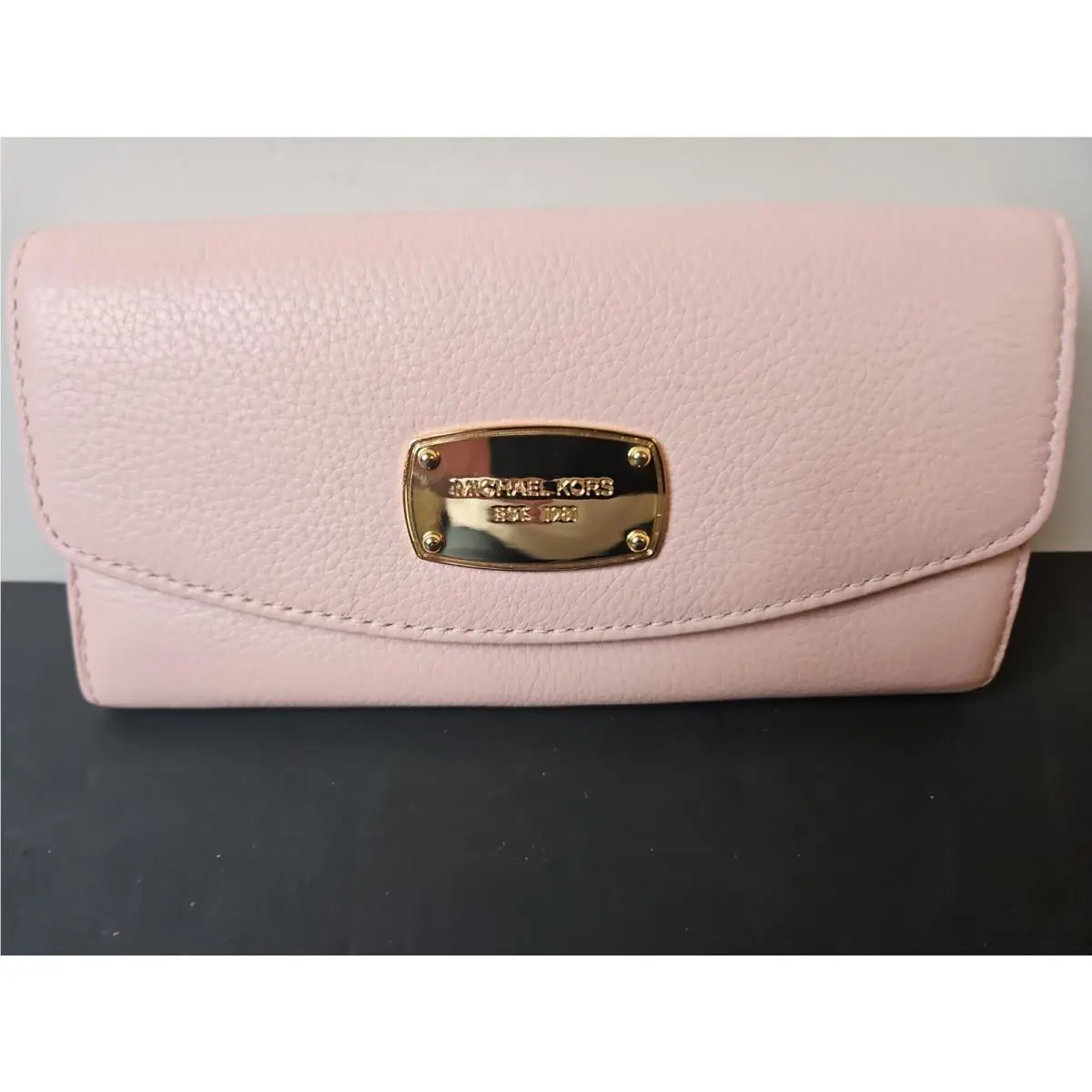 Michael Kors Baby Pink/ Blossom Fulton Pebbled Slim Flat Leather Wallet