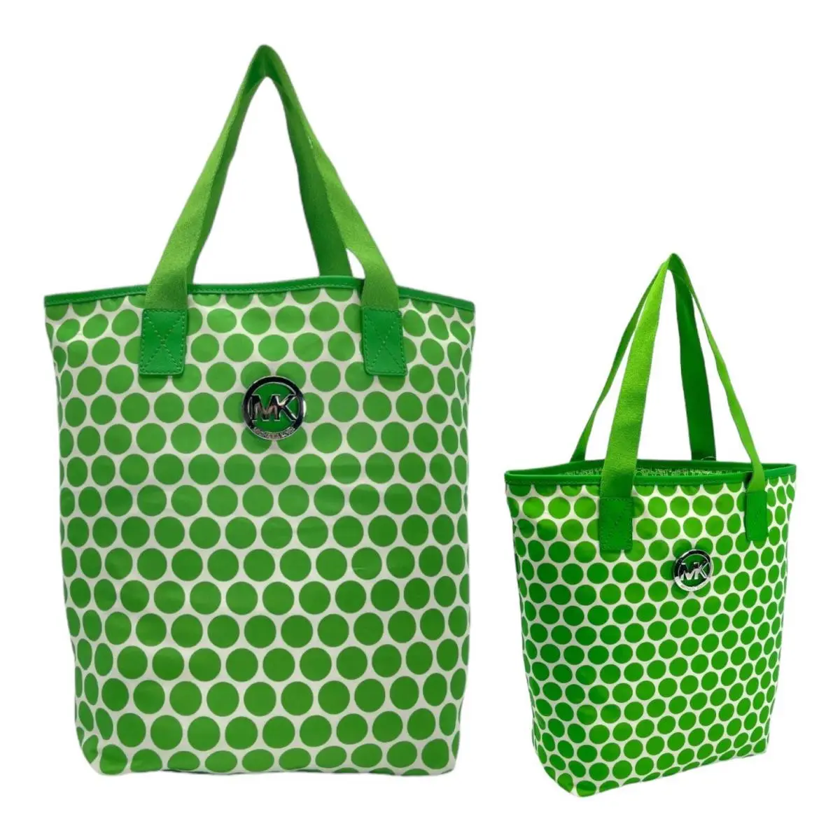 Michael Kors Nylon Kiki Large Tote Shoulder Bag Polka Dot Packable Handbag Logo