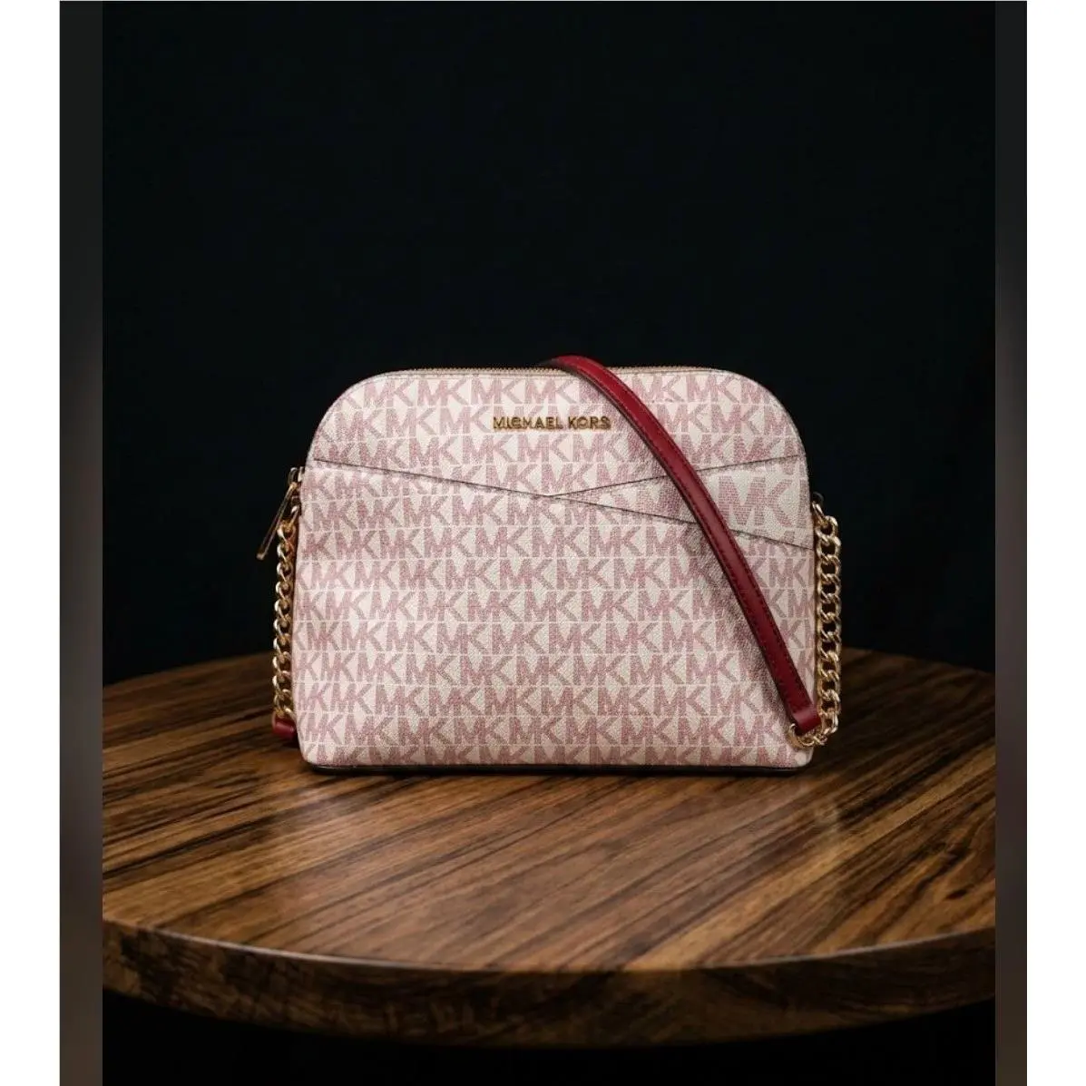 Michael Kors Jet Set Travel Cherry Multi Medium Dome Chain Crossbody Bag