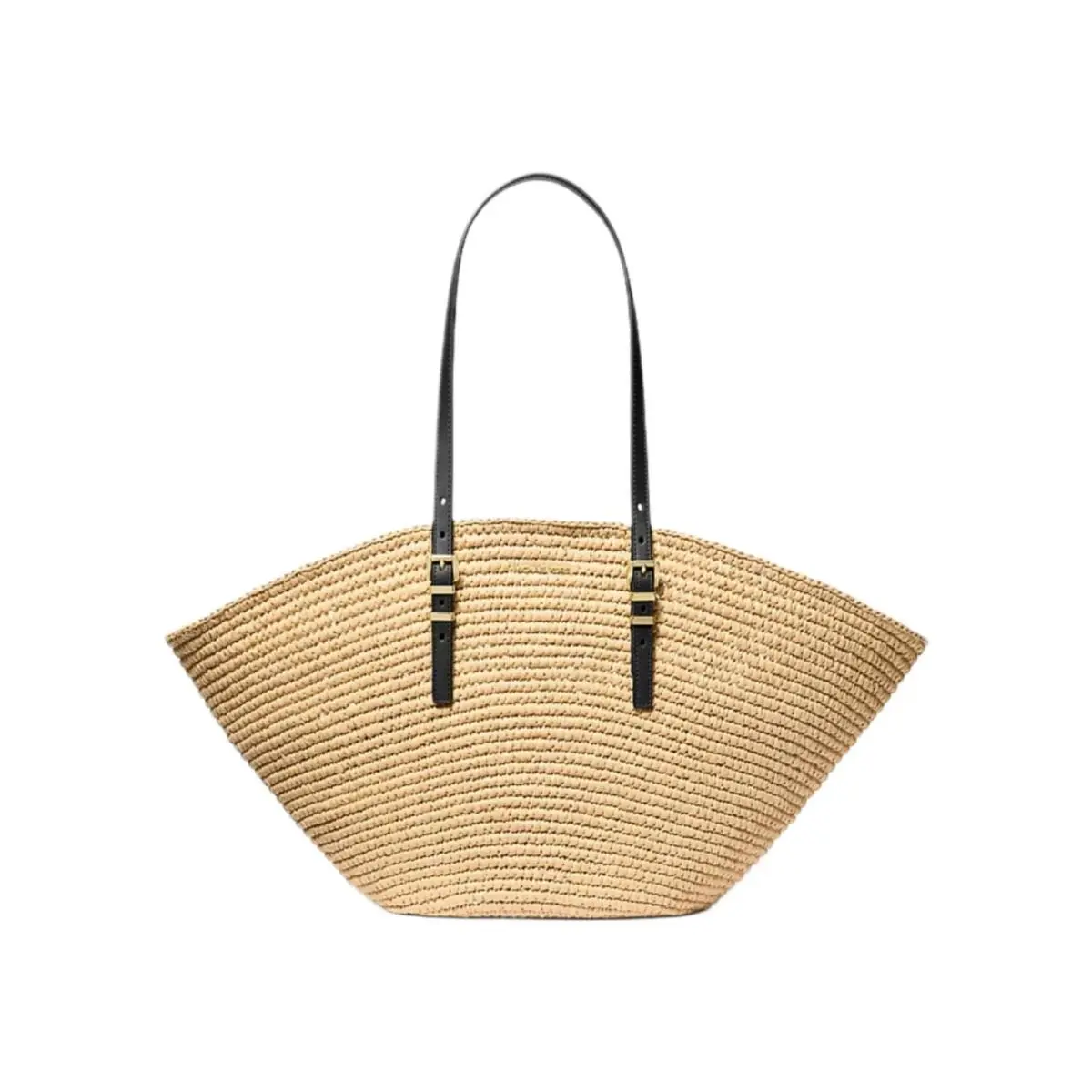 Michael Kors Isa Large Hand Crocheted Blk Natural Shopper Resort Woven Tote