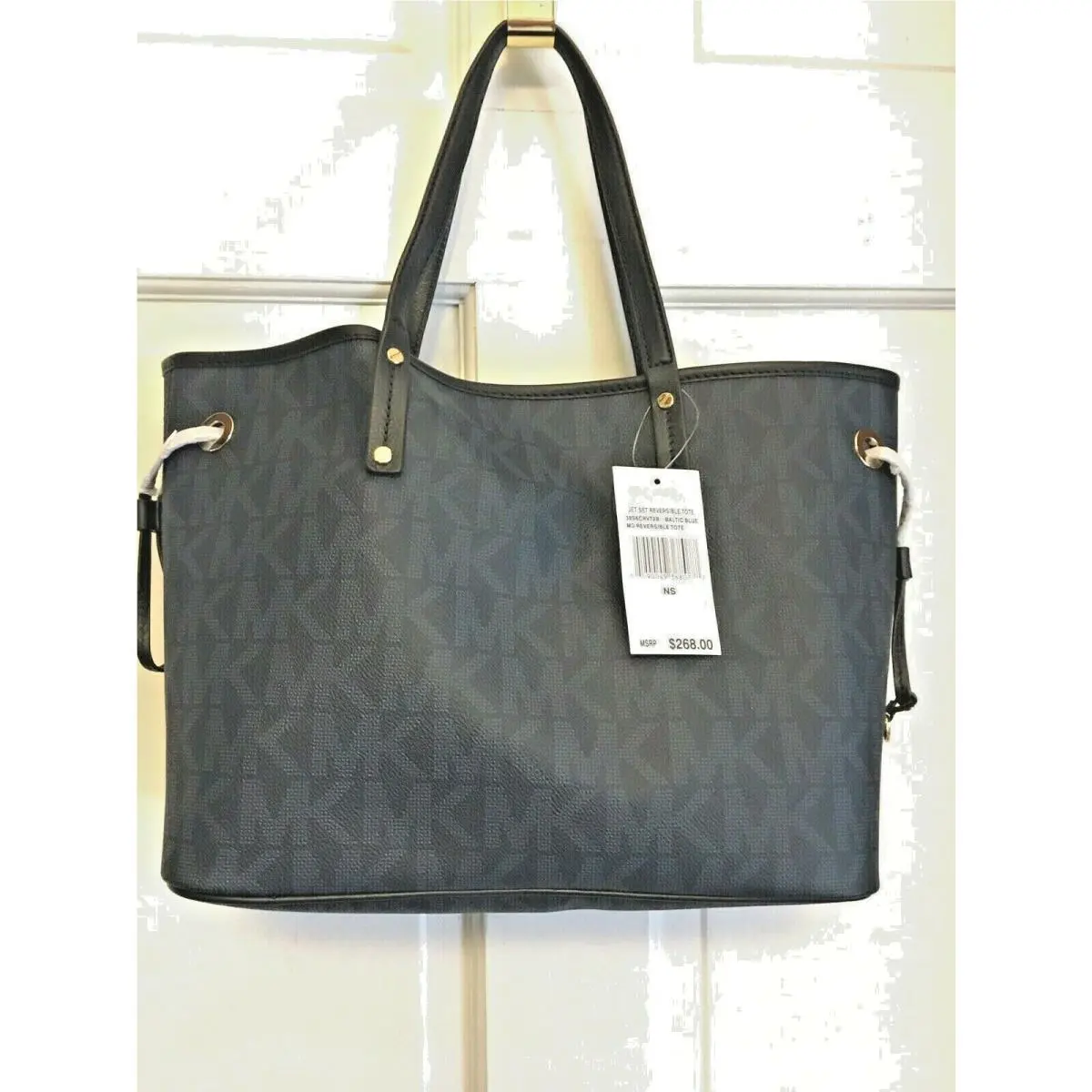 Michael Kors Jet Set Reversible 38S6CRVT2 Tote Wristlet 2 PC Set Baltic Blue