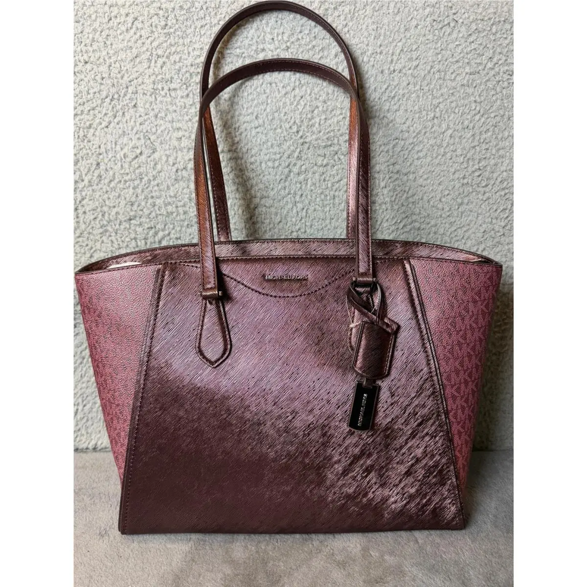Michael Kors Taryn Jet Set Large Tote Handbag Oxblood Red Wine Fits Laptop