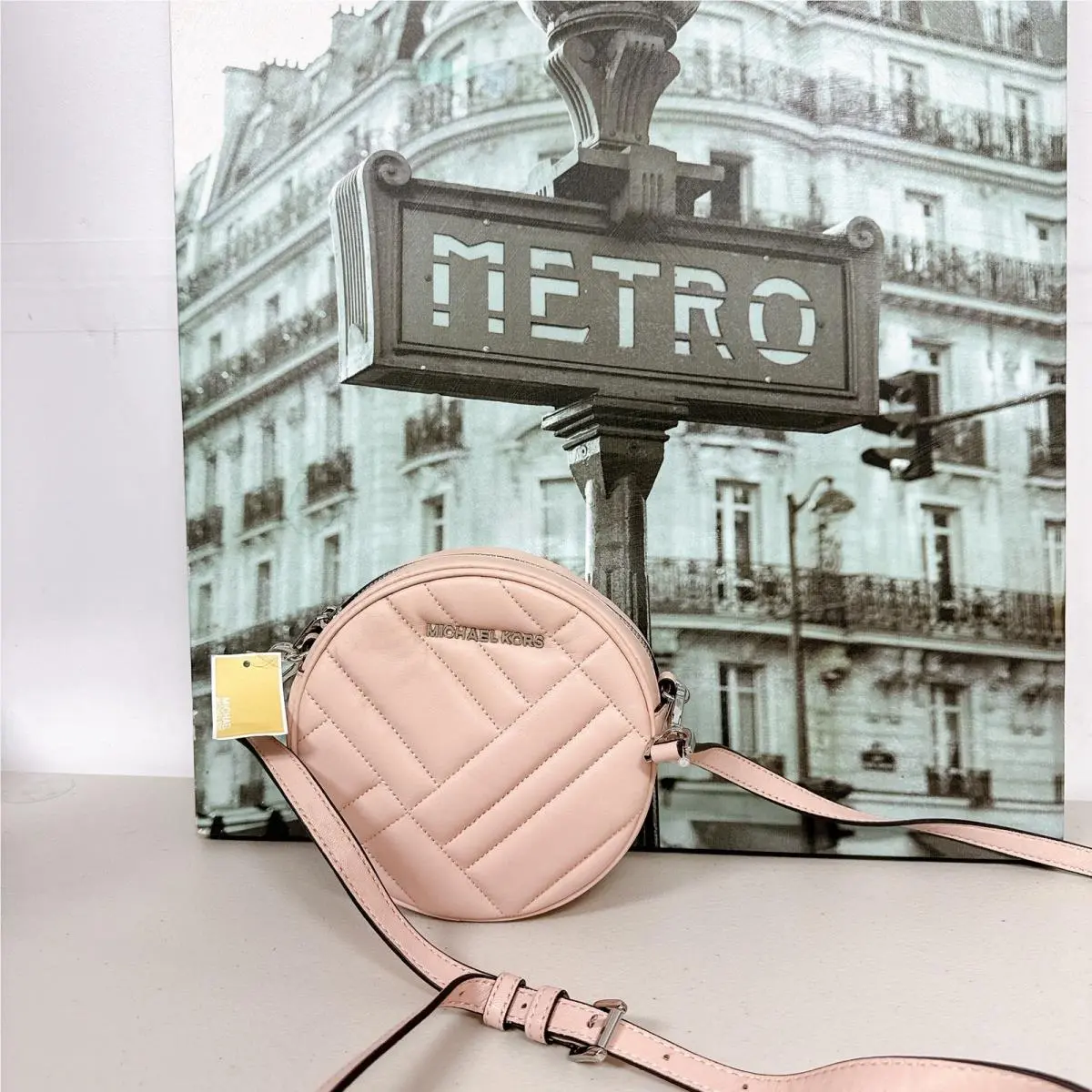 Michael Kors 35F8SVAC2L Vivianne Canteen Leather Crossbody Pink