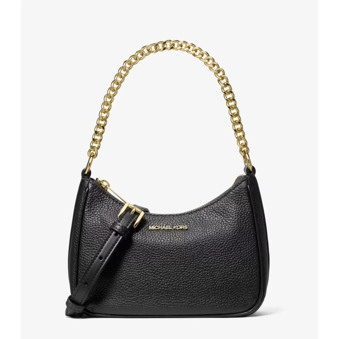Michael Kors Jet Set Small Pebble Leather Convertible Crossbody Bag in Black