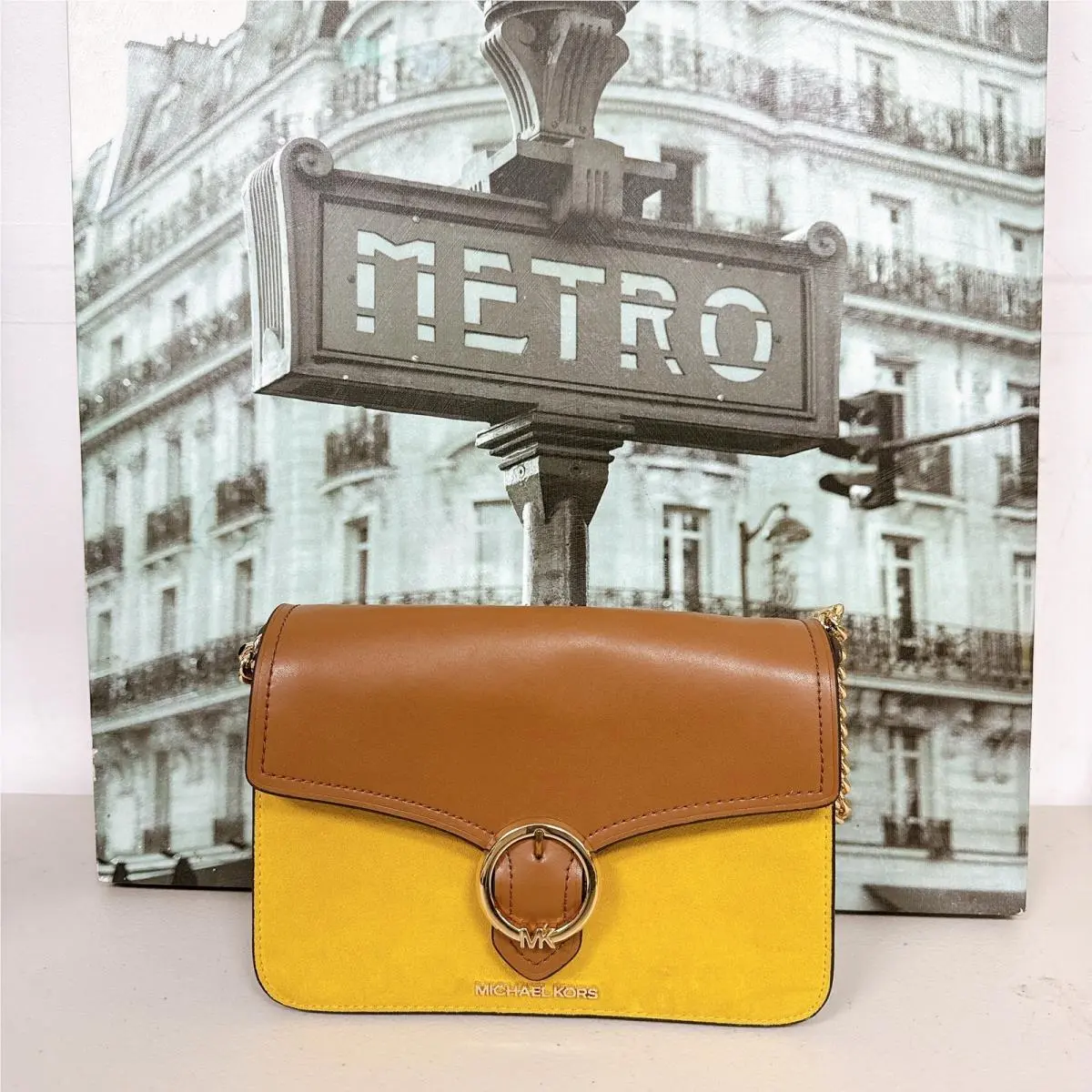 Michael Kors 35T0GW5L2S Wanda Medium Shoulder Leather Bag Citrus Multi