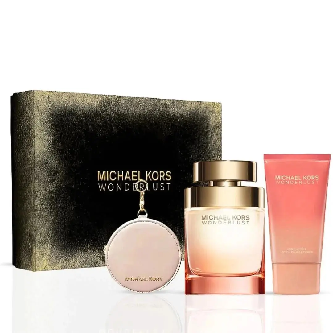 Michael Kors Wonderlust 3Pc Gift Set 3.4oz Edp Spray 3.4oz Body Lotion Round