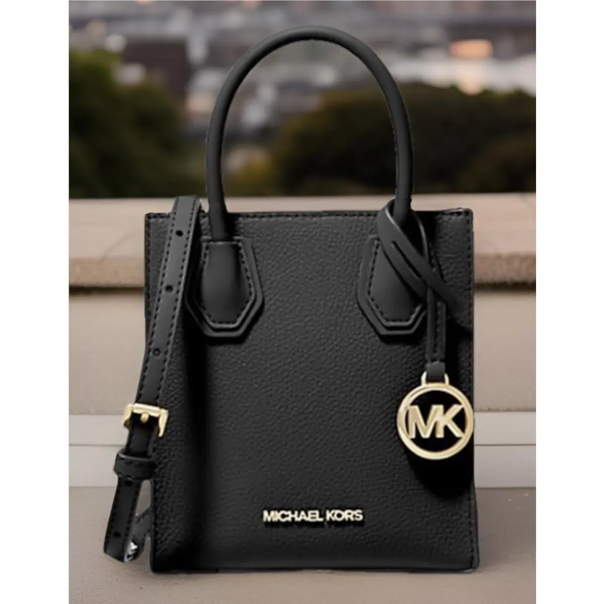 Michael Kors Mercer Extra-small Pebbled Leather Crossbody Bag Black