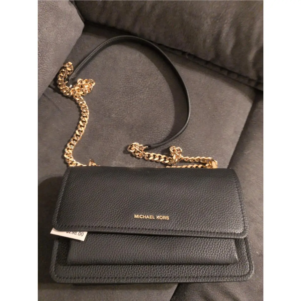 Michael Kors Claire Large Shoulder Bag Black Pebbled Leather
