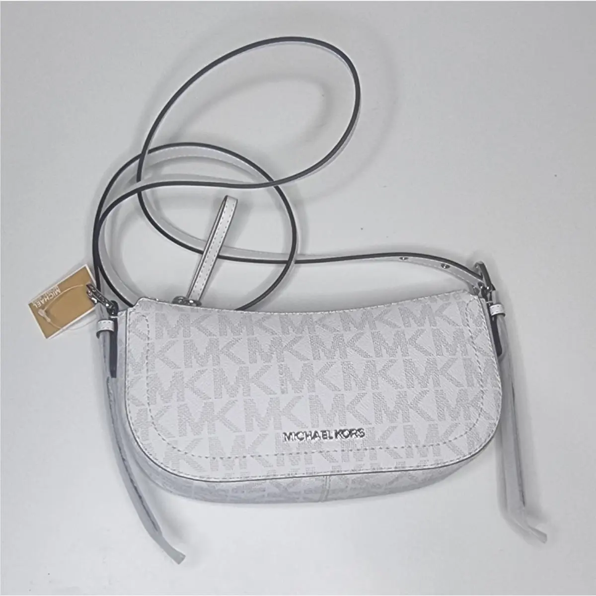 Michael Kors Logo Camden Small Messenger Bag White Canvas