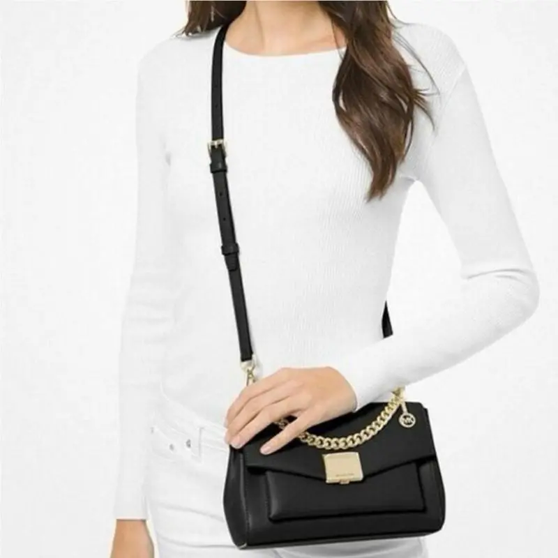 Michael Kors Lita Small Leather Crossbody Bag Black