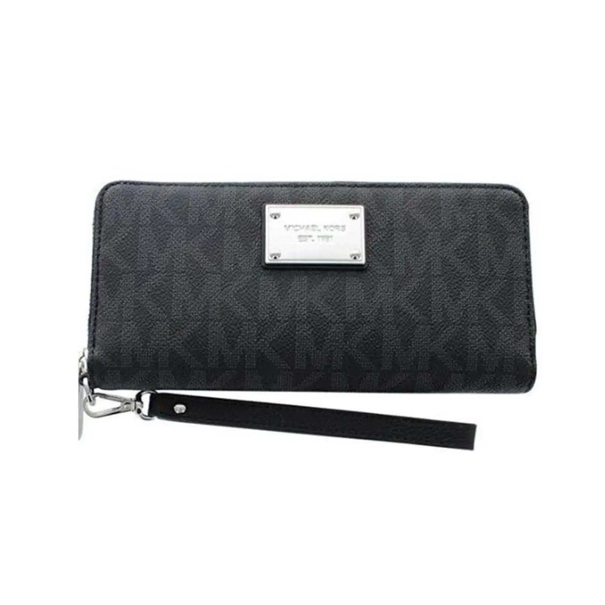 Michael Kors Jet Set Women`s Travel Continental Wristlet Black 32T5STTE9B-001 - Exterior: Black, Hardware: Silver