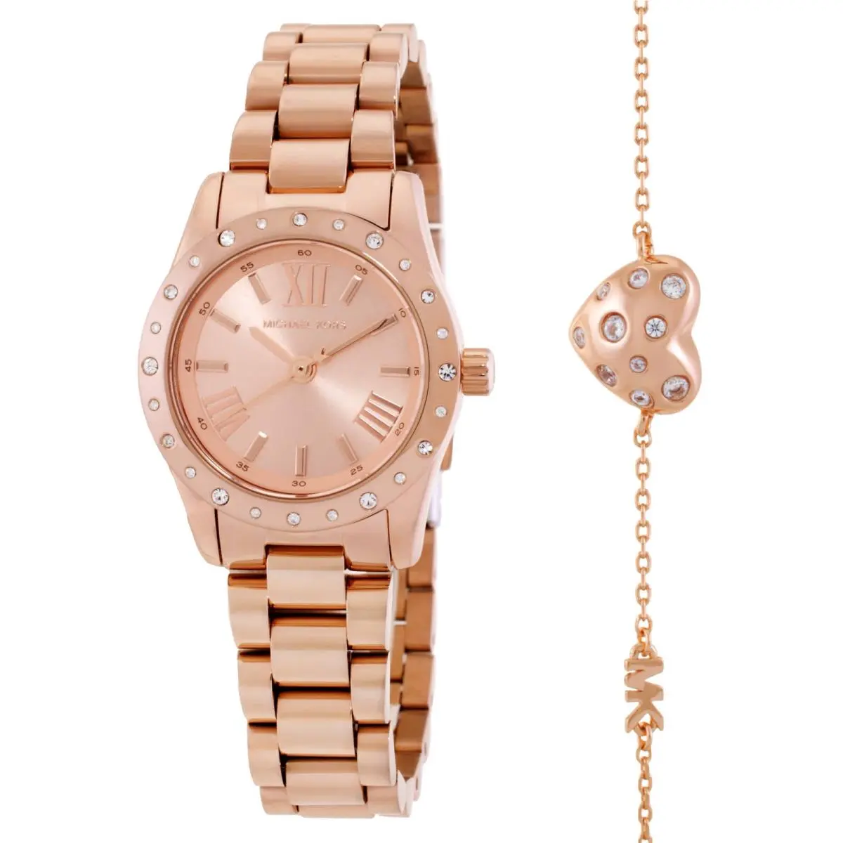 Petite Lexington Quartz Ladies Watch and Heart Bracelet Gift Set by Michael Kors