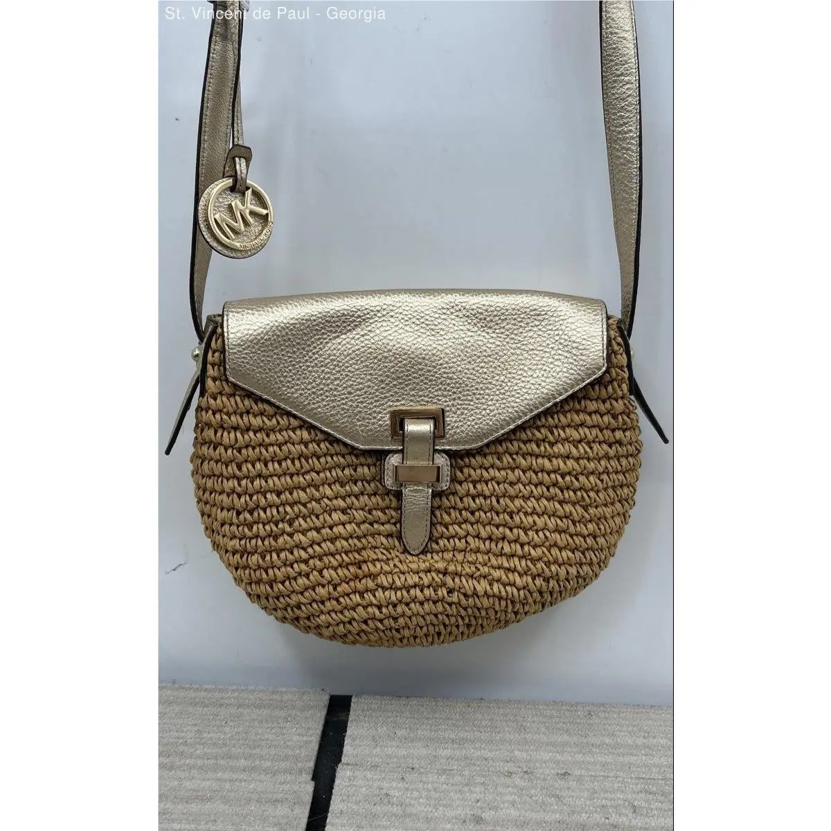 Michael Kors Straw Naomi Medium Messenger Crossbody Bag Purse