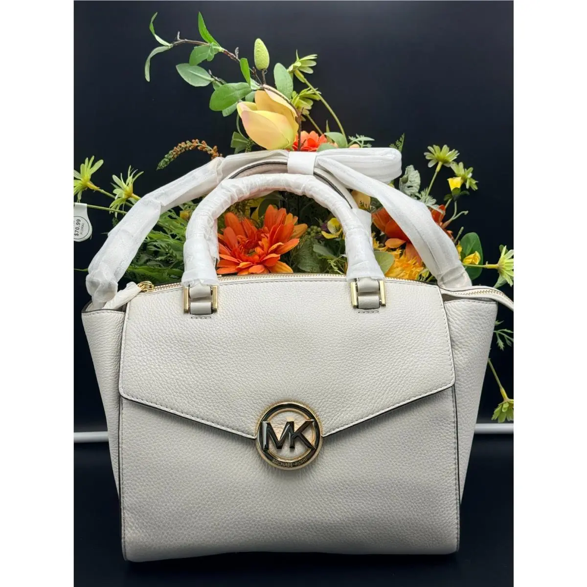 Michael Kors Large Hudson Satchel 35H4GHUS3L Vanilla