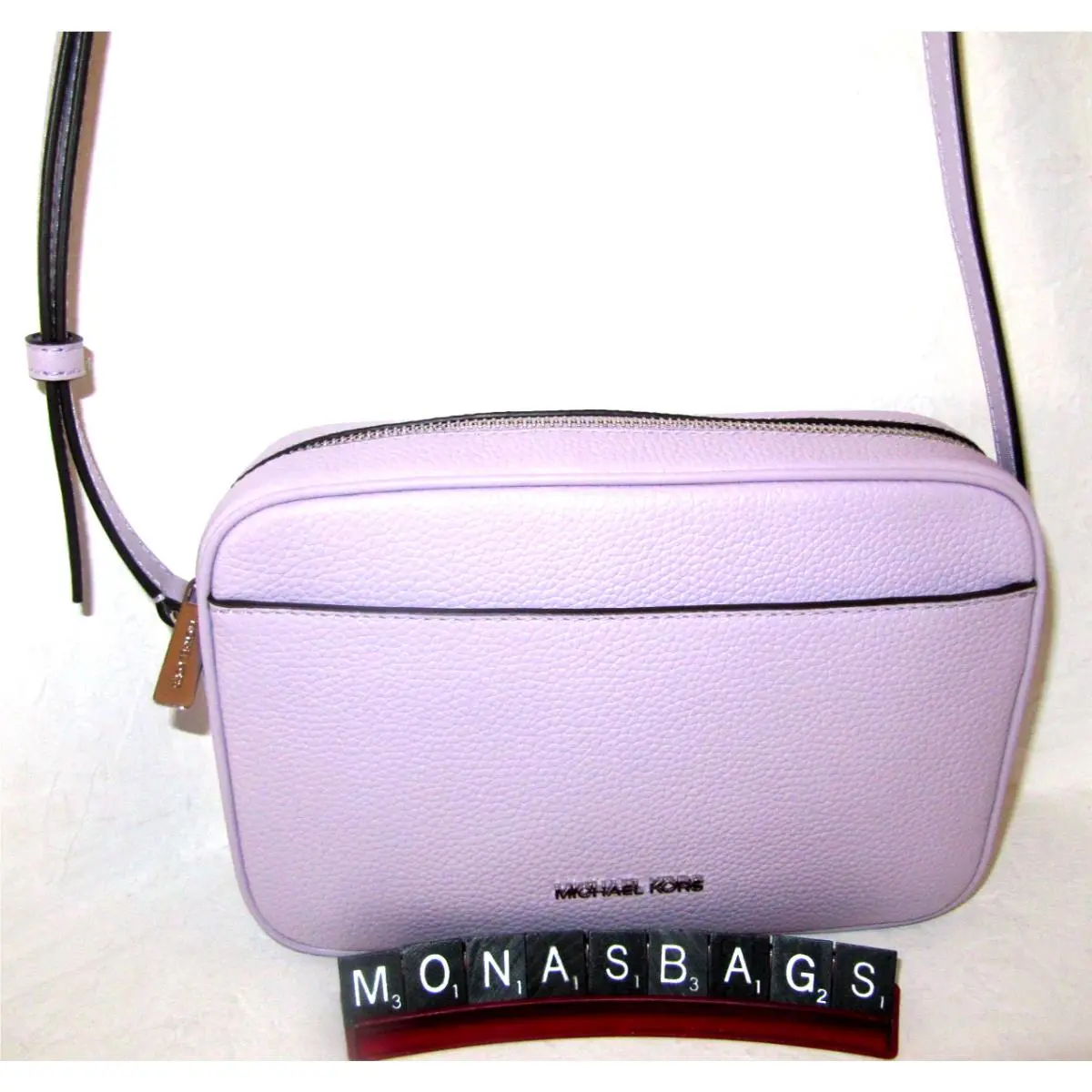 Michael Kors Jet Set Lylac Light Quartz Leather Camera Crossbody Bag