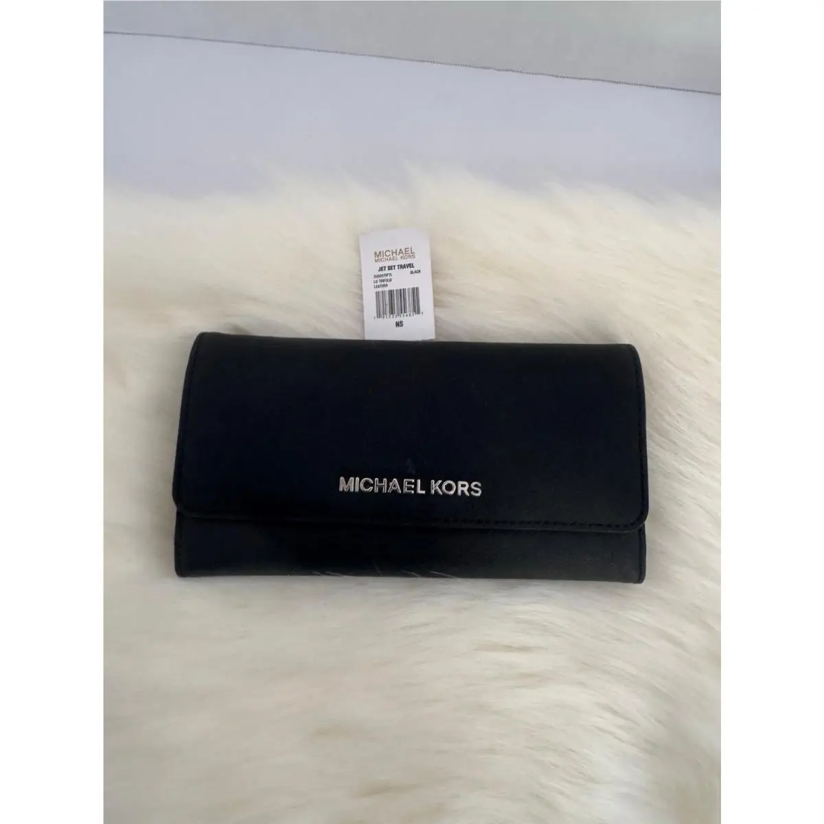 Michael Kors Jet Set Travel Trifold Wallet Black Saffiano Leather