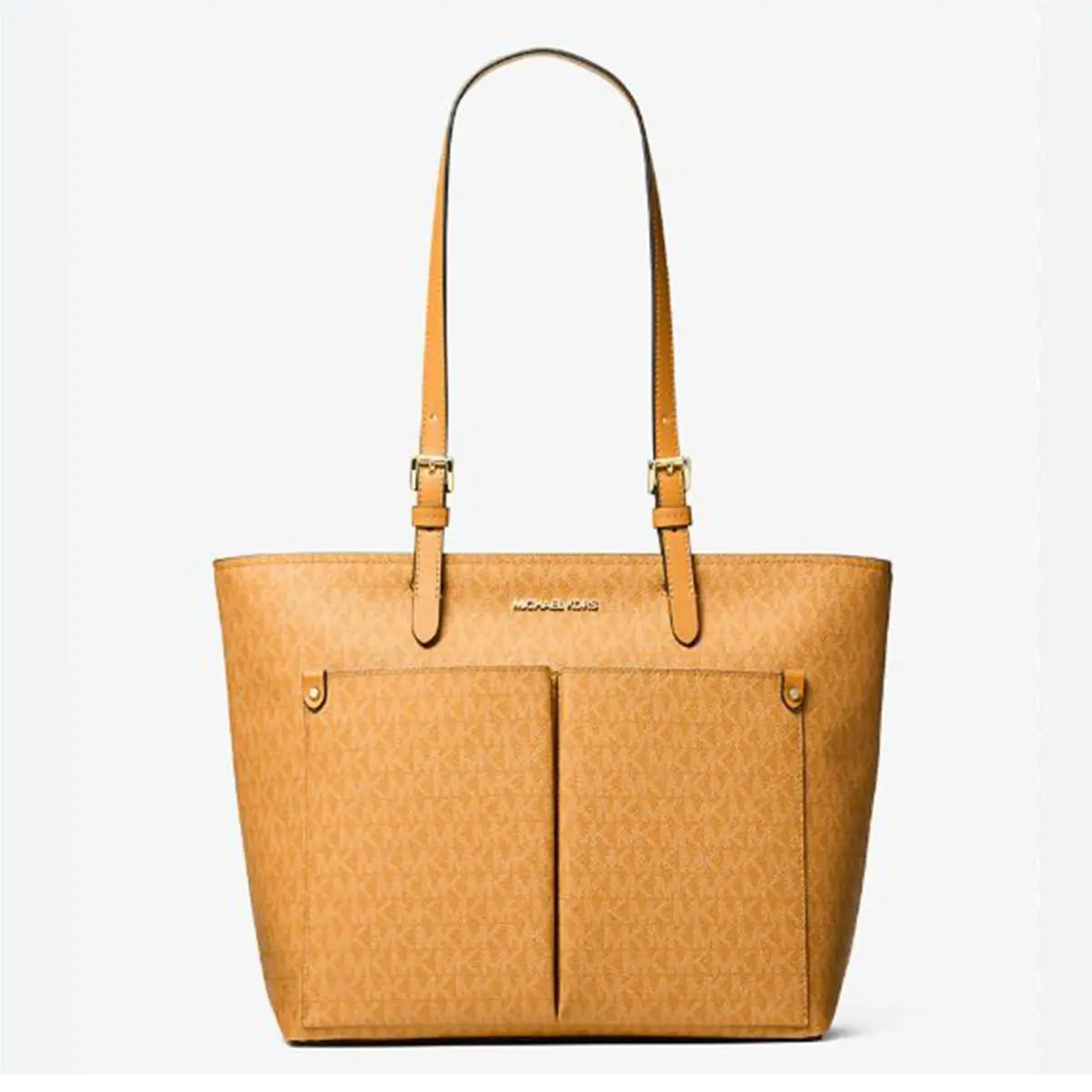 Michael Kors Outlet Jet Set Medium Signature Logo Pocket Tote Bag 35S6GTVT8B-Ora
