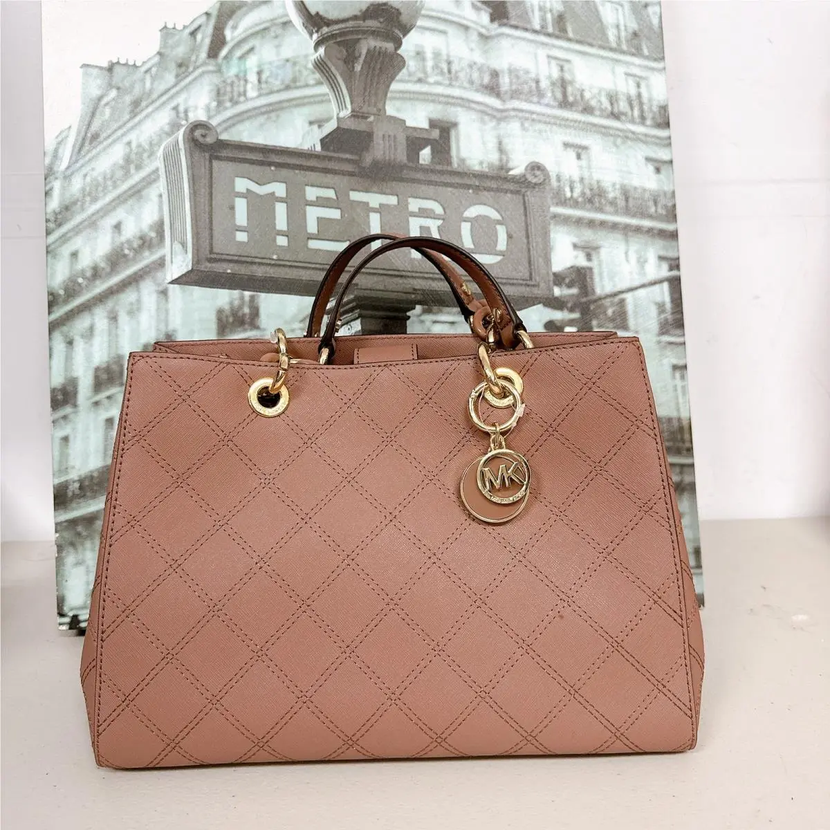 Michael Kors 30F5GCYT2T Cynthia Medium Saffiano Leather Satchel