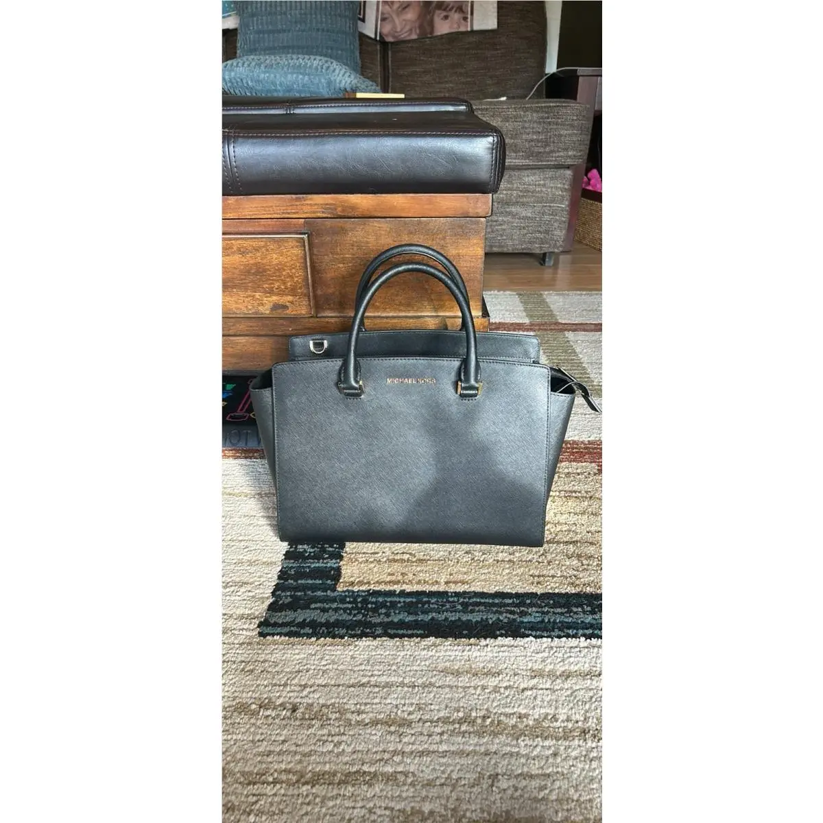 Michael Kors Selma Black Leather Satchel Bag w/ Tags 14” L 10” H 6” W