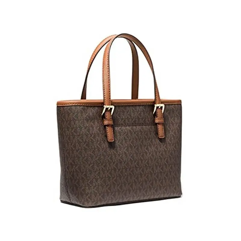 Michael Kors Jet Set XS Logo Top-zip Tote Brown/acorn One Size