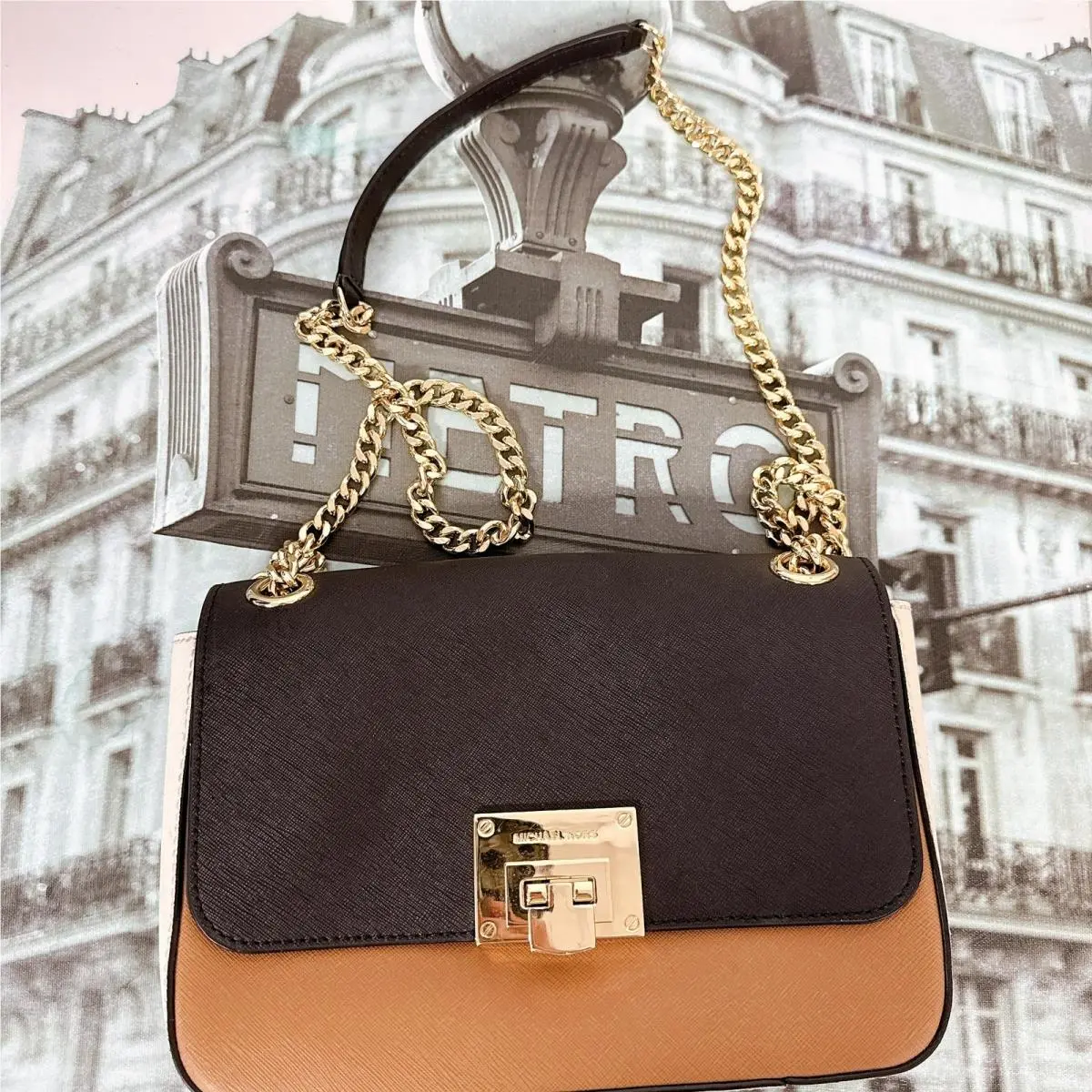 Michael Kors 35T7GT4F2T Tina Flap Chain Shoulder Handbag