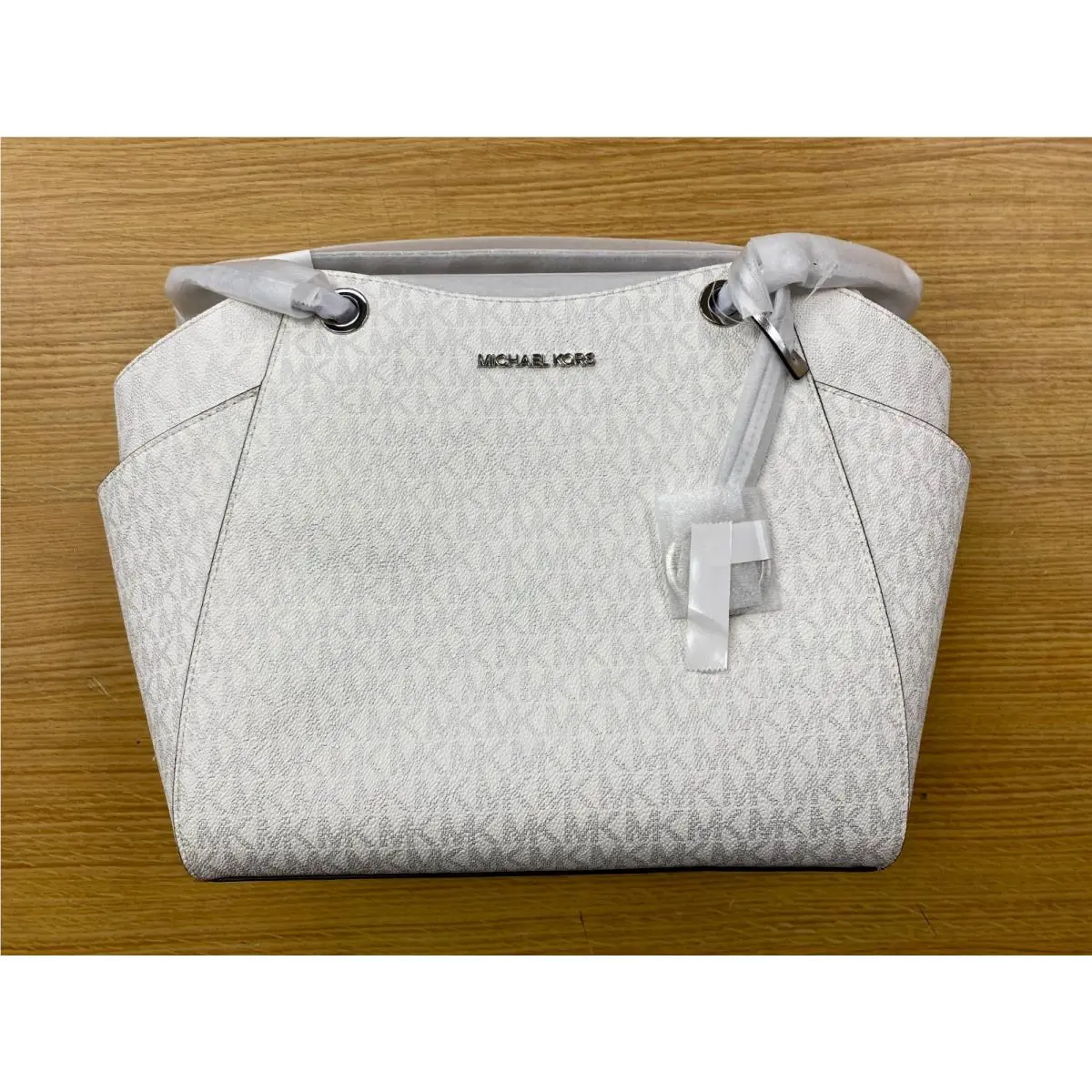 White Signature Logo Tote Bag by Michael Kors