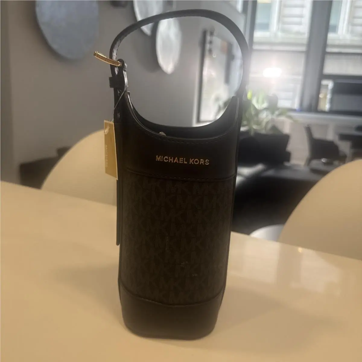 Michael Kors Wine Bottle Holder Black with MK Signature Logo