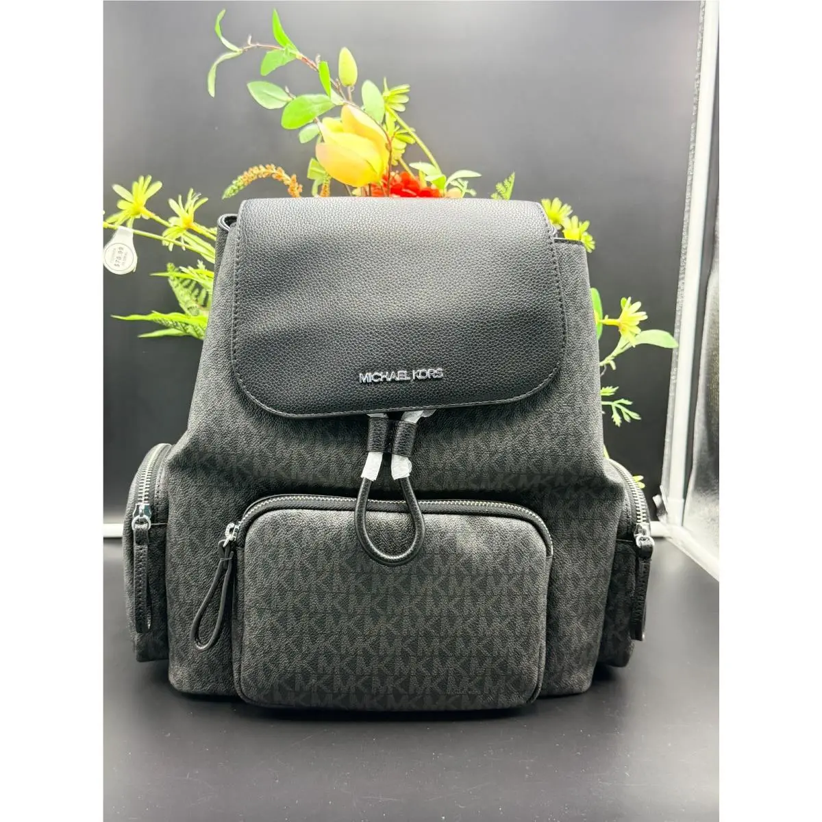 Michael Kors Large Abbey Cargo Backpack Black / Multi