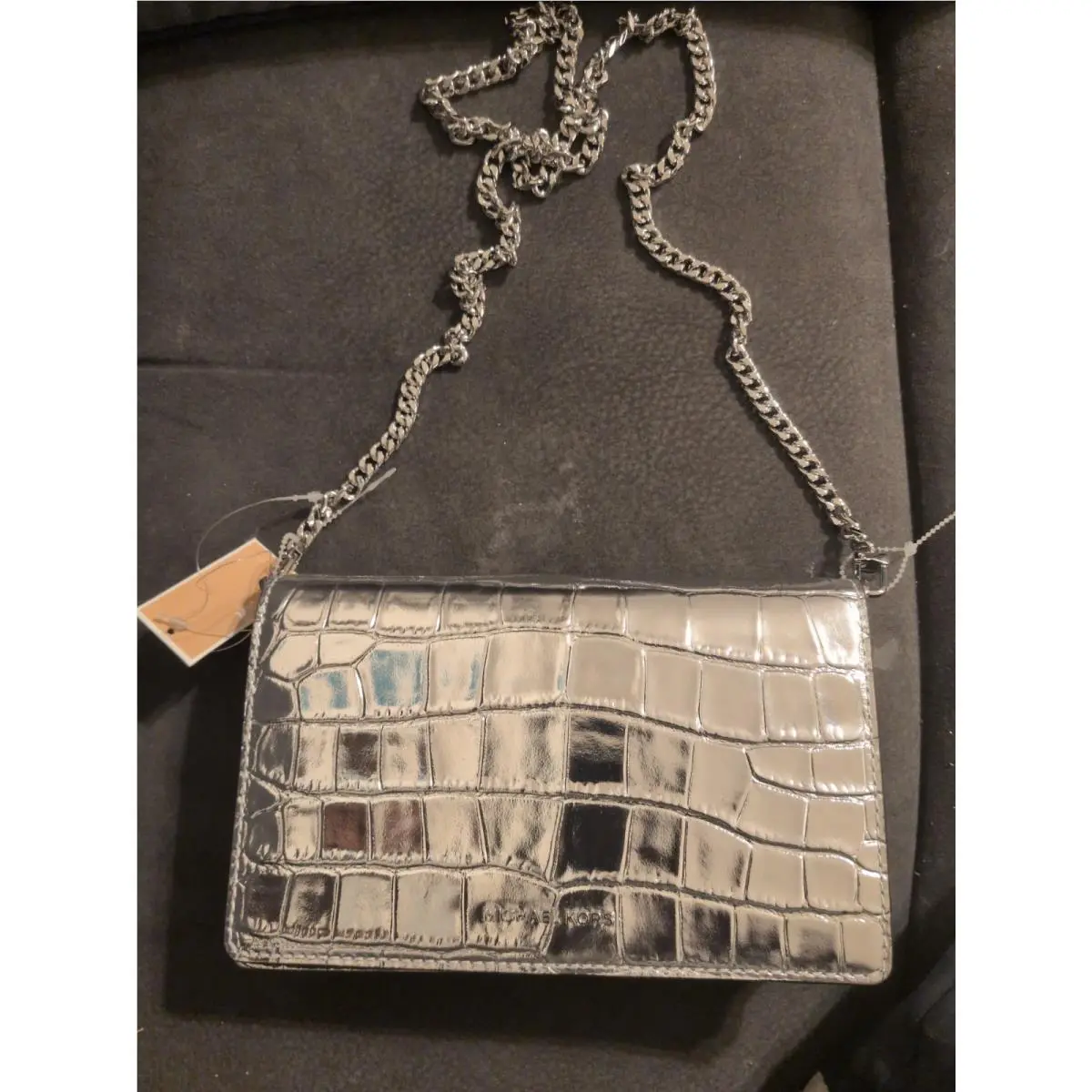 Michael Kors Medium Flap Chain Crossbody Jet Set Silver