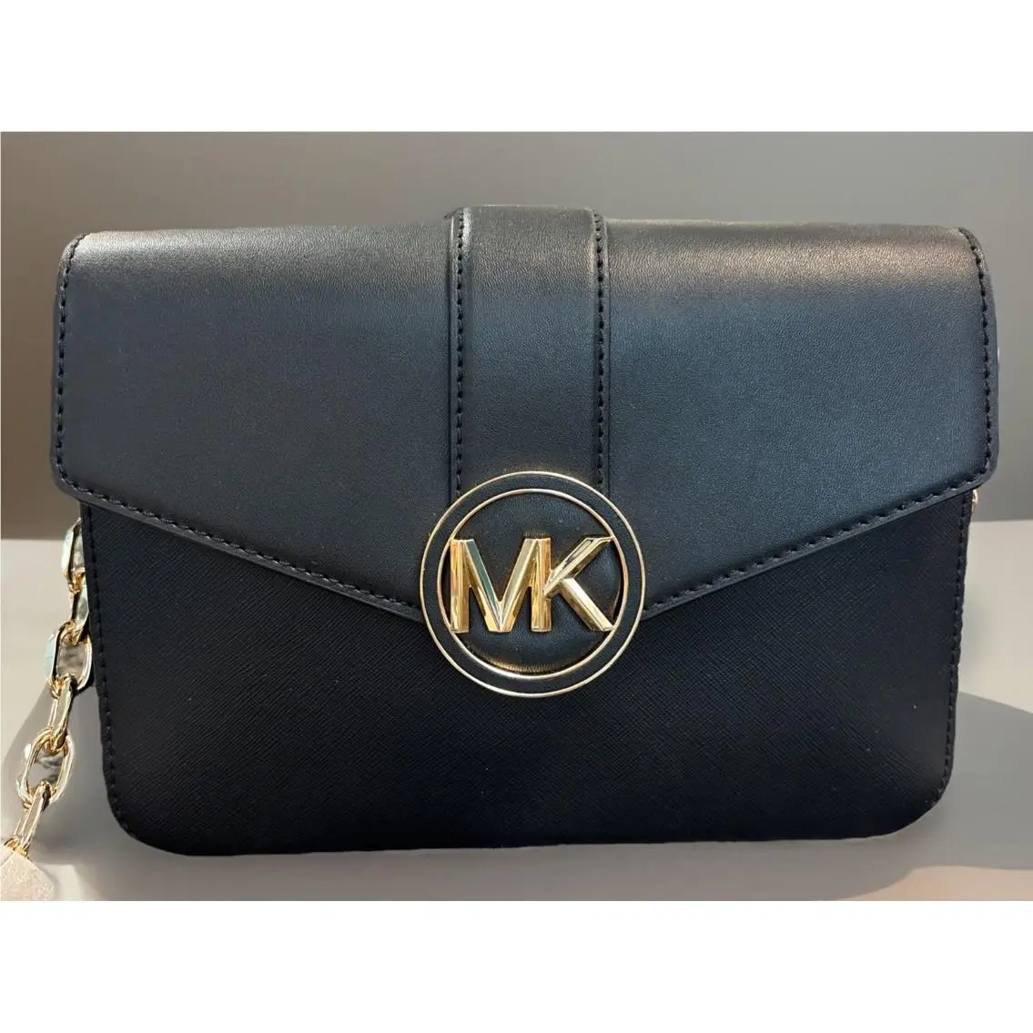 Michael Kors Greenwich Saffiano Leather Small Black Crossbody Bag