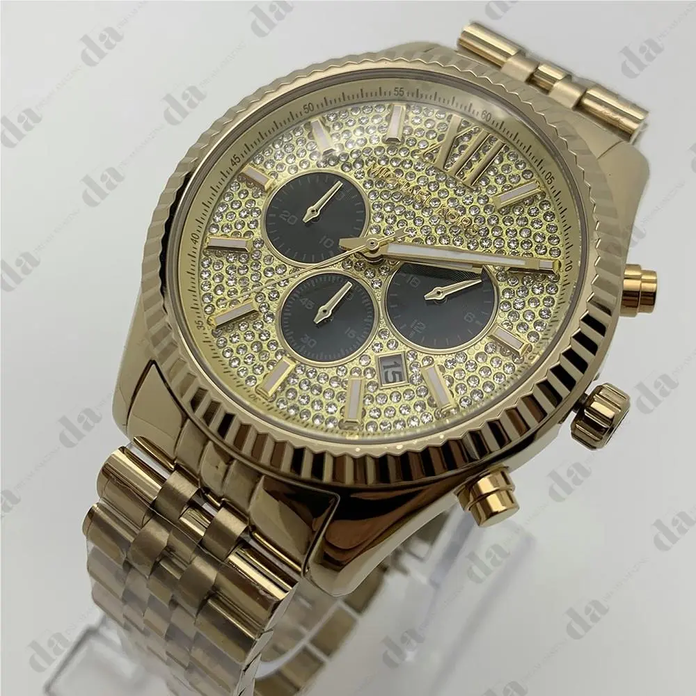 Michael Kors MK8494 Men`s Lexington Yellow Gold Bracelet Chronograph 44mm Watch