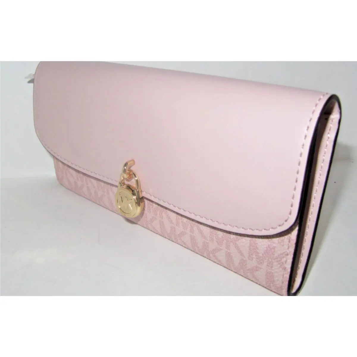 Michael Kors Hamilton Large Leather Flap Continental Wallet Powder Blush NWT$228