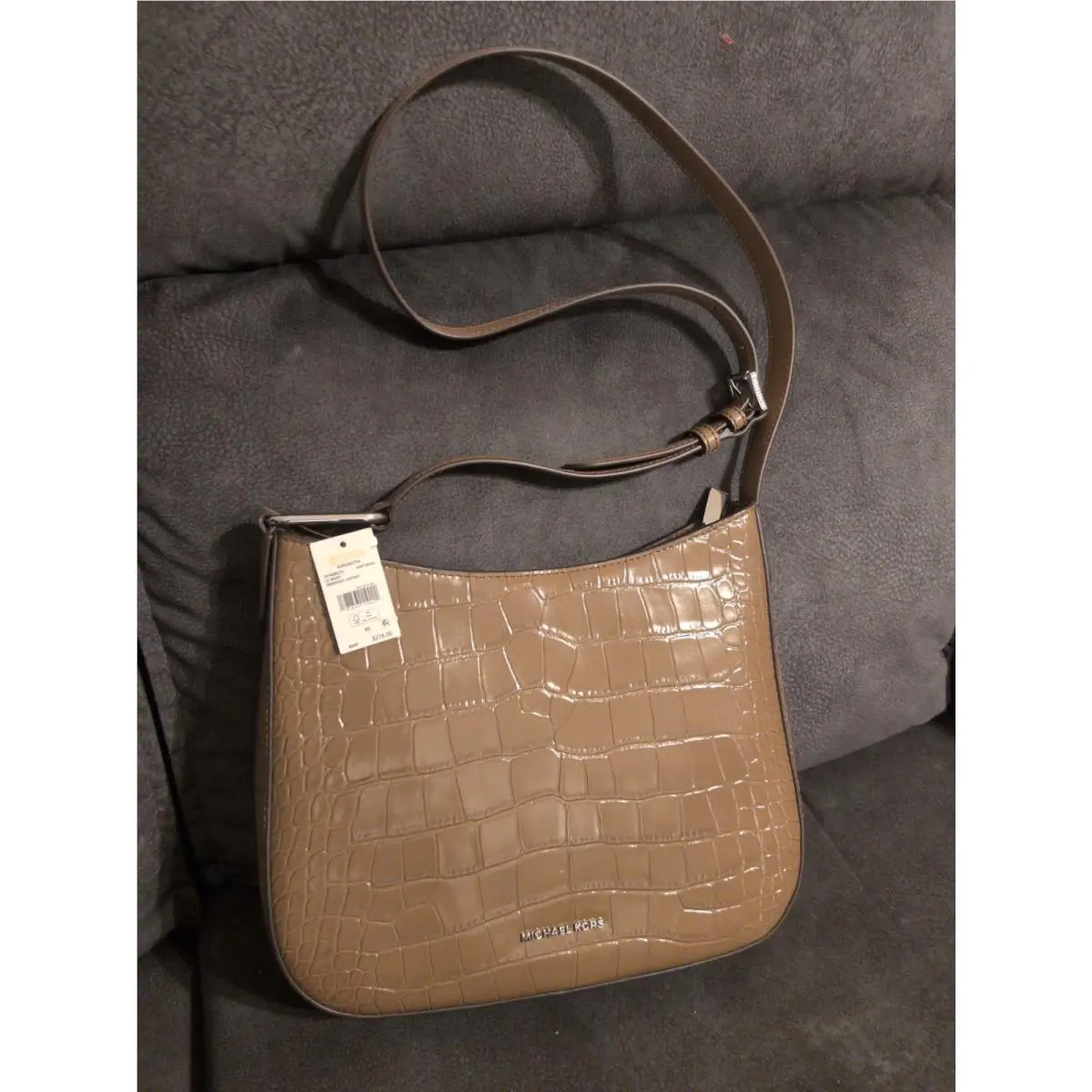 Michael Kors Kensington Large Crossbody Driftwood Embossed Leather