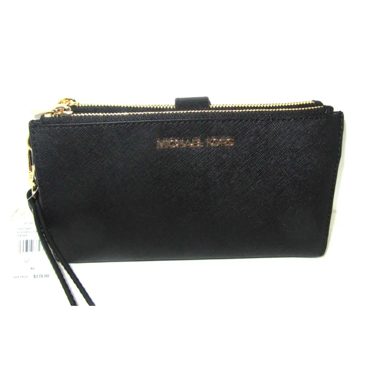 Michael Kors Jet Set Double Zip Wristlet Wallet Black Phone Pocket