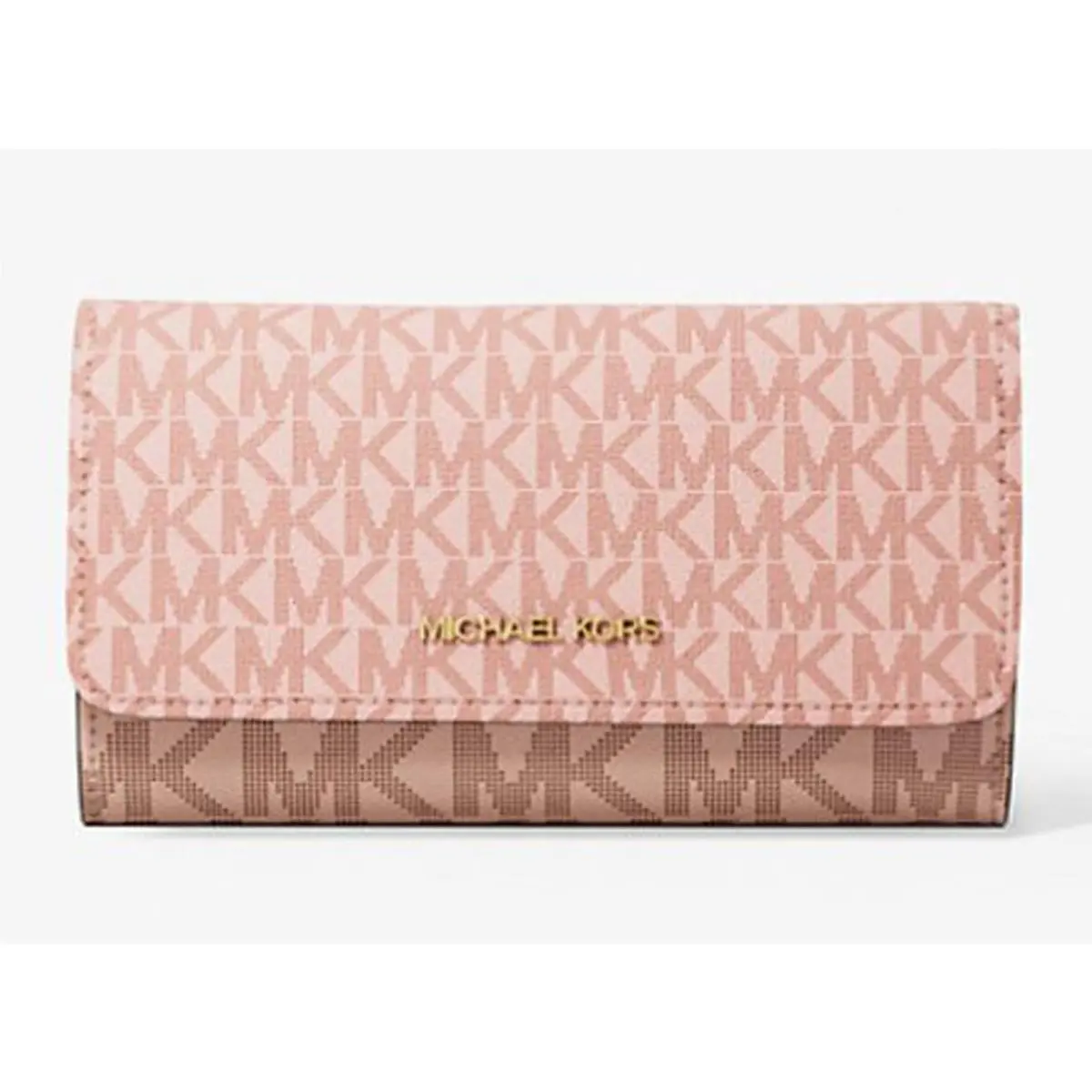 Michael Kors Jet Set Large Signature Logo Tri-fold Wallet Powder Blush Multi 3