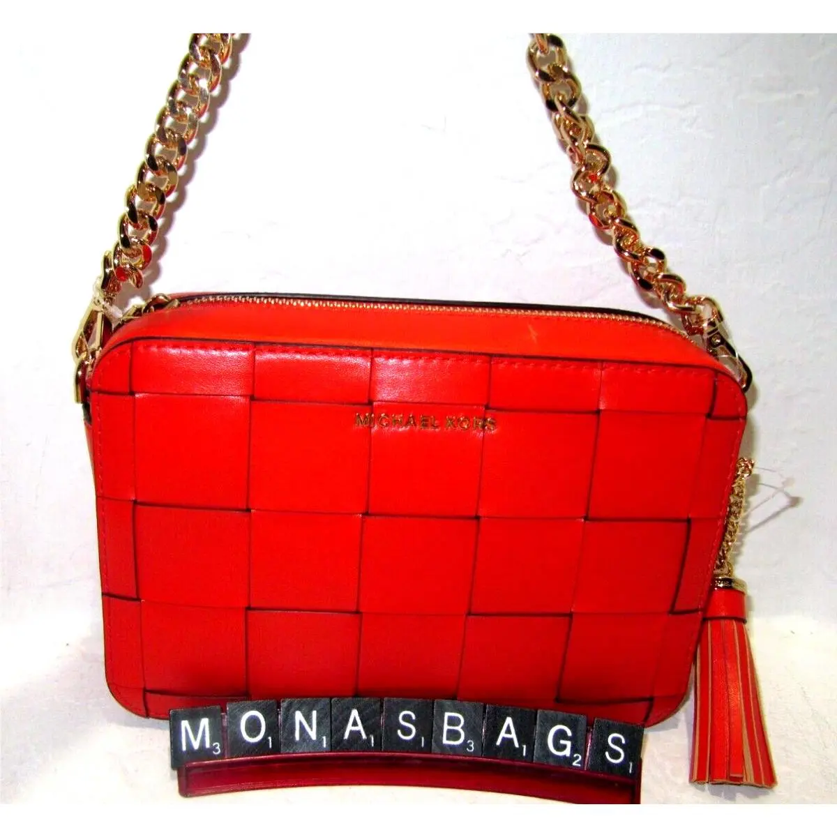 Michael Kors Jet Set Medium Camera Crossbody Bag Optic Orange Leather