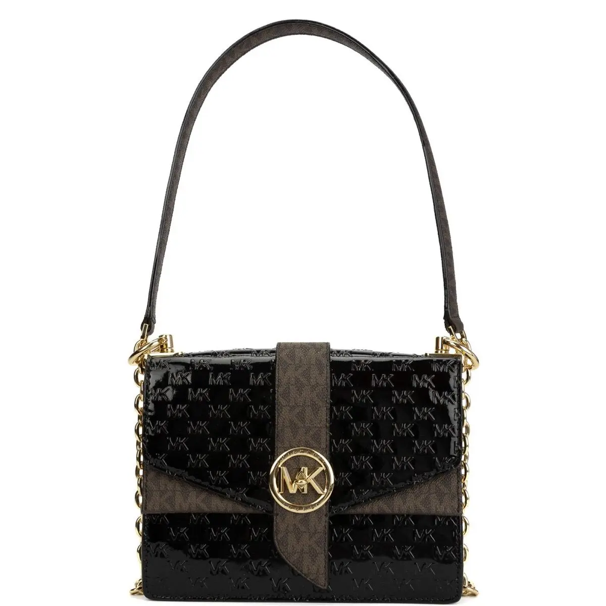 Michael Kors Greenwich Extra-small Logo Embossed Patent Leather Crossbody Bag