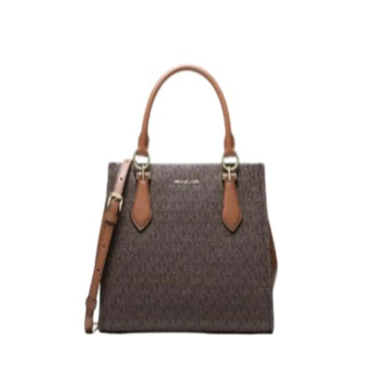 Michael Kors Marilyn Medium Signature Logo Convertible Satchel 35F5G6AS2B-847 - Exterior: Brown, Hardware: Gold