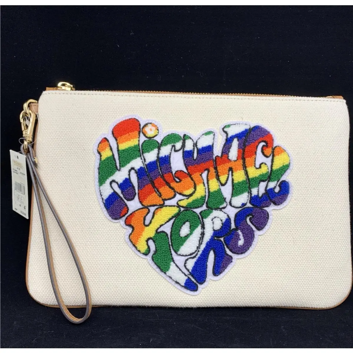 Michael Kors Rainbow Pride Wristlet Clutch Canvas Zip Pouch