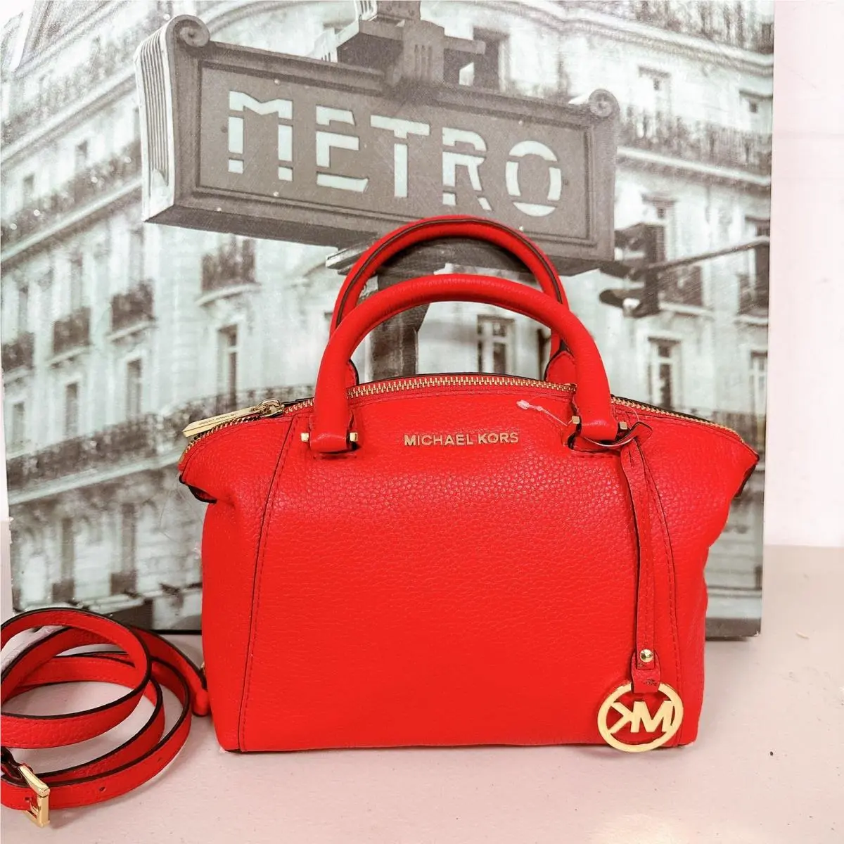 Michael Kors 35S8GRLS1L Riley Small Leather Satchel Bag