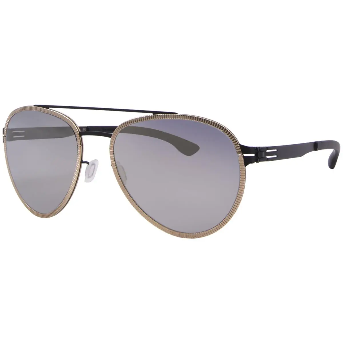 Ic Berlin Ferrum Sunglasses Men`s Black/rose Gold/quicksilver Pilot 60mm - Frame: Black, Lens: Silver